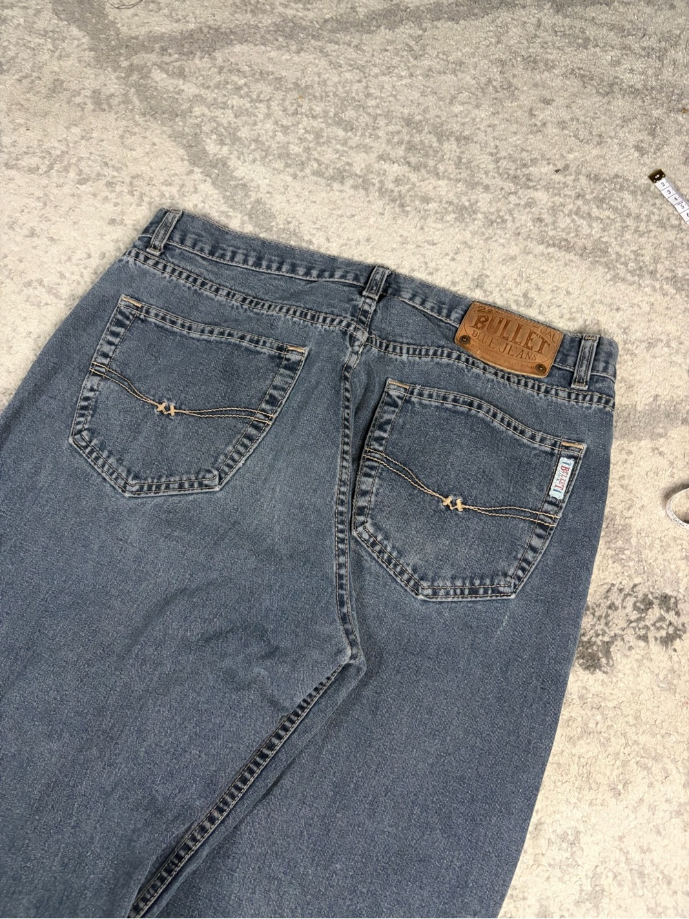 Vintage Bullet Blue Jeans Men’s 36 Baggy Straight Leg Y2K Denim 90s - Picture 9 of 12